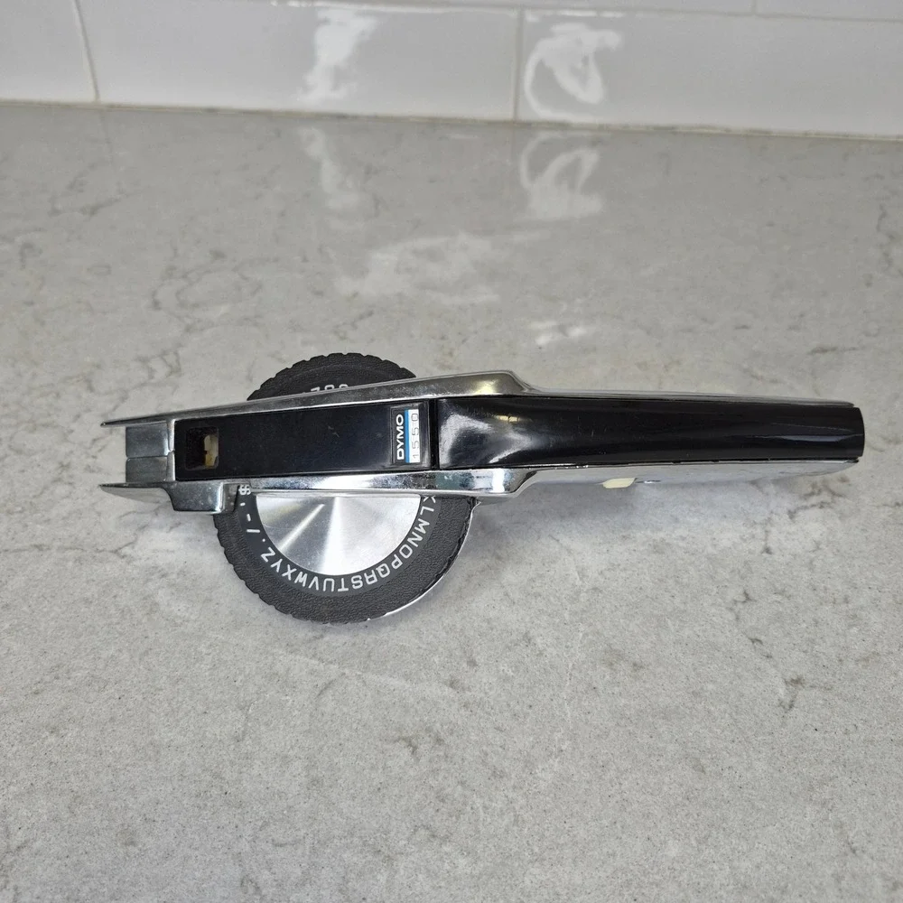 Dymo Label Maker Vintage 1550 Chrome Silver Black